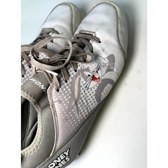 Phenom Elite Looney Tunes Men Football Cleats US 8 White Gray Bugs Bunny Lace Up - Picture 10 of 16